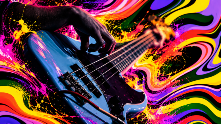 Elektrické struny, neonové barvy a rocková energie. Ilustrační fotografie k festivalu Colours of Ostrava. Zdroj: Pexels/AI Chat GPT